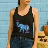 Henna Styled Elephant Lotus Flower Save The Elephants Womens Tank Top
