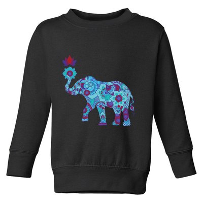 Henna Styled Elephant Lotus Flower Save The Elephants Toddler Sweatshirt