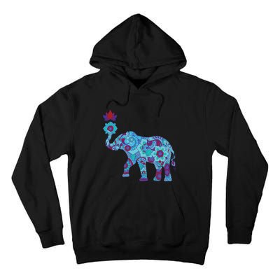 Henna Styled Elephant Lotus Flower Save The Elephants Tall Hoodie