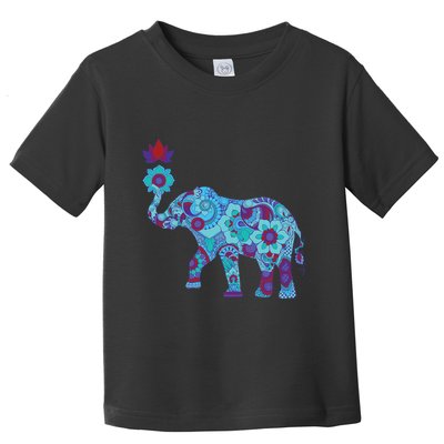 Henna Styled Elephant Lotus Flower Save The Elephants Toddler T-Shirt
