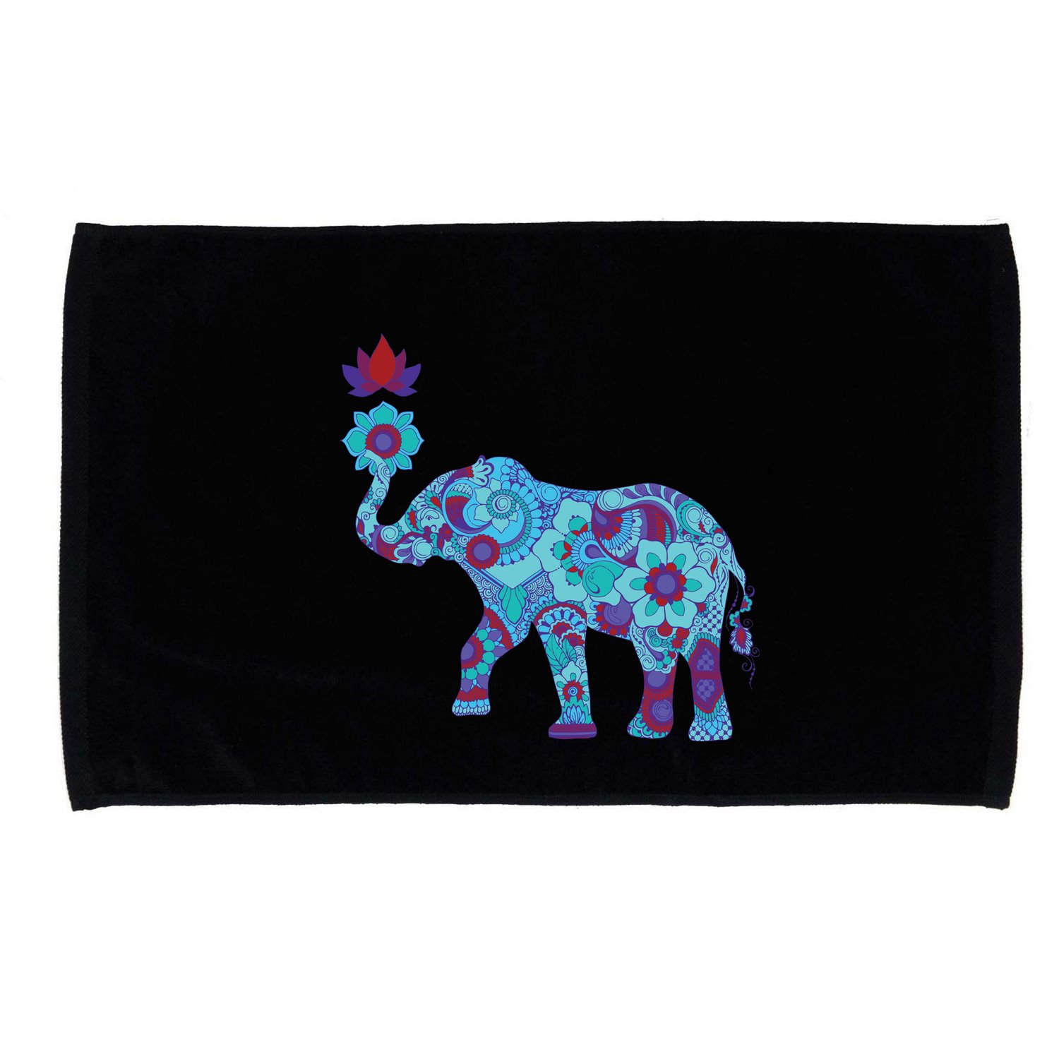 Henna Styled Elephant Lotus Flower Save The Elephants Microfiber Hand Towel