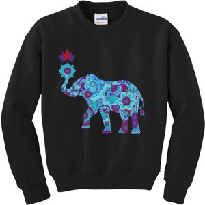 Henna Styled Elephant Lotus Flower Save The Elephants Kids Sweatshirt