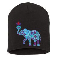 Henna Styled Elephant Lotus Flower Save The Elephants Short Acrylic Beanie
