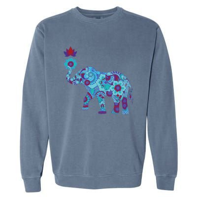 Henna Styled Elephant Lotus Flower Save The Elephants Garment-Dyed Sweatshirt