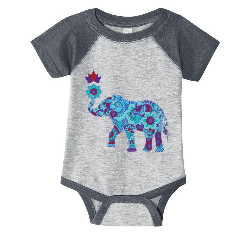 Henna Styled Elephant Lotus Flower Save The Elephants Infant Baby Jersey Bodysuit