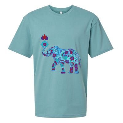 Henna Styled Elephant Lotus Flower Save The Elephants Sueded Cloud Jersey T-Shirt
