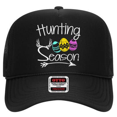 Hunting Season Egg Dear Easter Day Funny High Crown Mesh Back Trucker Hat