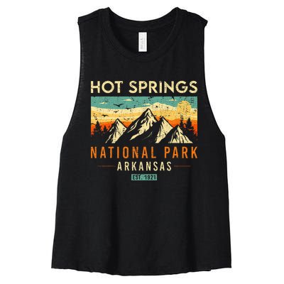 Hot Springs Est. 1921 Retro Arkansas National Park Women's Racerback Cropped Tank