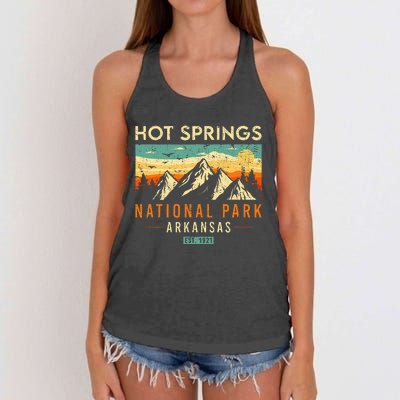 Hot Springs Est. 1921 Retro Arkansas National Park Women's Knotted Racerback Tank