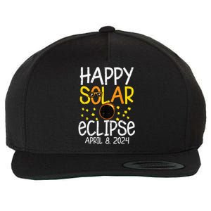 Happy Solar Eclipse April 8 2024 04 08 24 Wool Snapback Cap