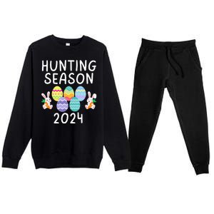 Hunting Season Eggs Funny Easter Day 2024 Egg Hunt Hunter Funny Easter Bunny Premium Crewneck Sweatsuit Set