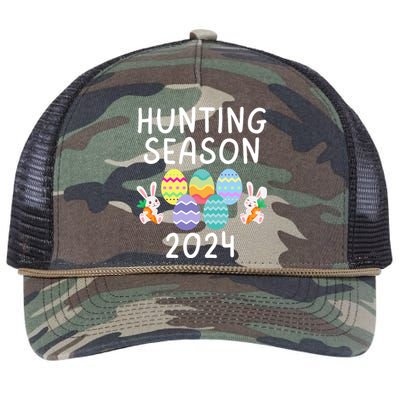 Hunting Season Eggs Funny Easter Day 2024 Egg Hunt Hunter Funny Easter Bunny Retro Rope Trucker Hat Cap