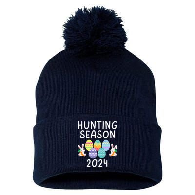 Hunting Season Eggs Funny Easter Day 2024 Egg Hunt Hunter Funny Easter Bunny Pom Pom 12in Knit Beanie