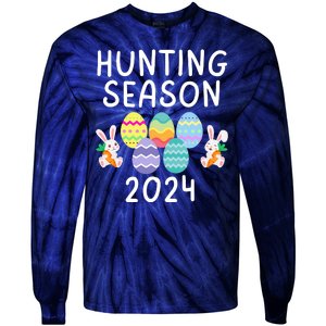 Hunting Season Eggs Funny Easter Day 2024 Egg Hunt Hunter Funny Easter Bunny Tie-Dye Long Sleeve Shirt