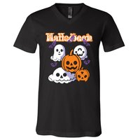 Halloween Scary Evil Pumpkin V-Neck T-Shirt