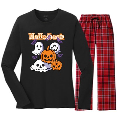 Halloween Scary Evil Pumpkin Women's Long Sleeve Flannel Pajama Set 