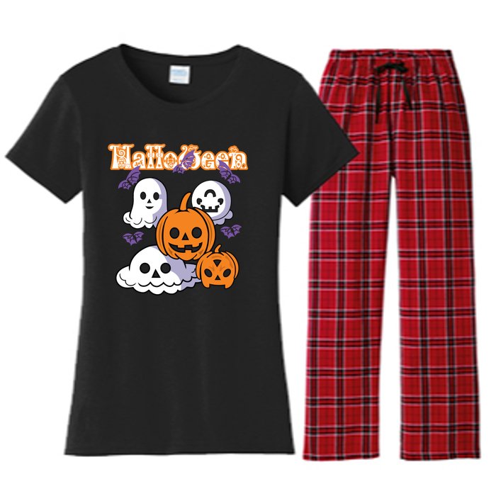 Halloween Scary Evil Pumpkin Women's Flannel Pajama Set