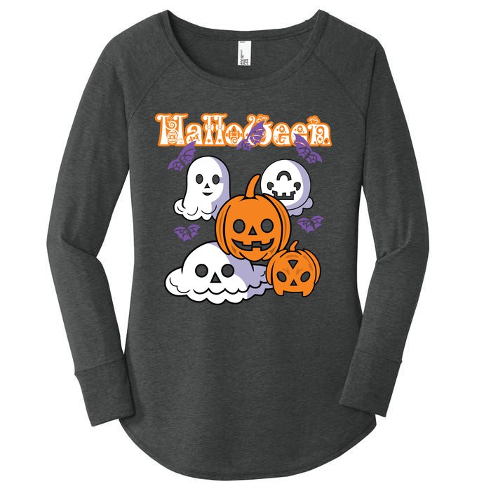 Halloween Scary Evil Pumpkin Women's Perfect Tri Tunic Long Sleeve Shirt