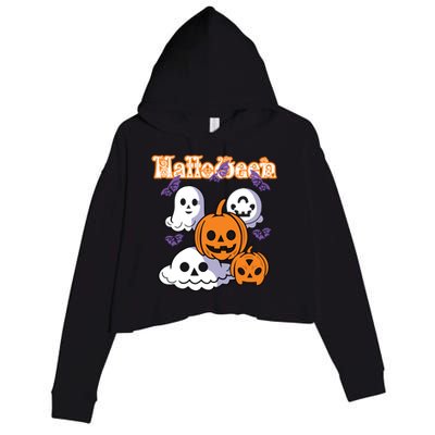 Halloween Scary Evil Pumpkin Crop Fleece Hoodie