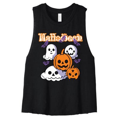 Halloween Scary Evil Pumpkin Women's Racerback Cropped Tank