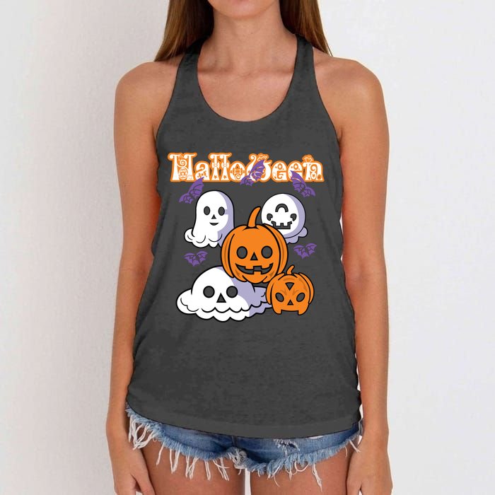 Halloween Scary Evil Pumpkin Women's Knotted Racerback Tank