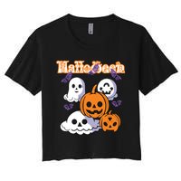 Halloween Scary Evil Pumpkin Women's Crop Top Tee