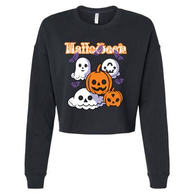 Halloween Scary Evil Pumpkin Cropped Pullover Crew