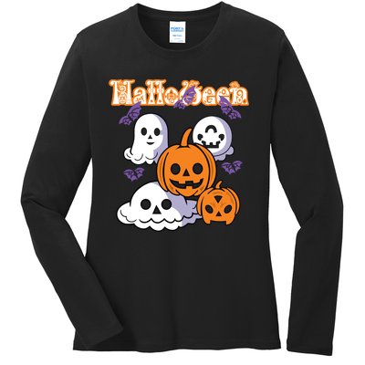 Halloween Scary Evil Pumpkin Ladies Long Sleeve Shirt