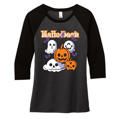 Halloween Scary Evil Pumpkin Women's Tri-Blend 3/4-Sleeve Raglan Shirt