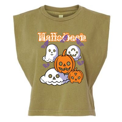 Halloween Scary Evil Pumpkin Garment-Dyed Women's Muscle Tee