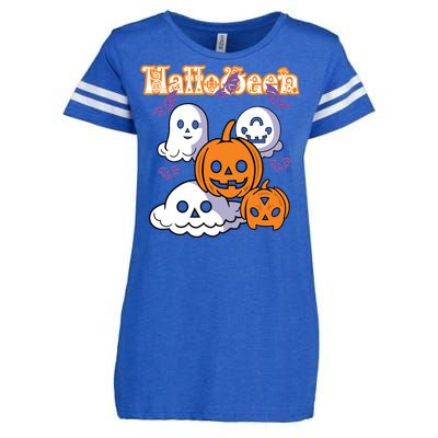 Halloween Scary Evil Pumpkin Enza Ladies Jersey Football T-Shirt