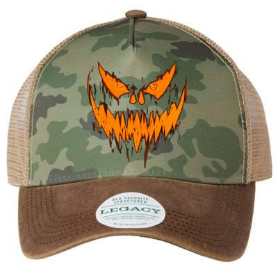 Halloween Scary Evil Pumpkin Face Jack O Lantern Design Cool Gift Legacy Tie Dye Trucker Hat