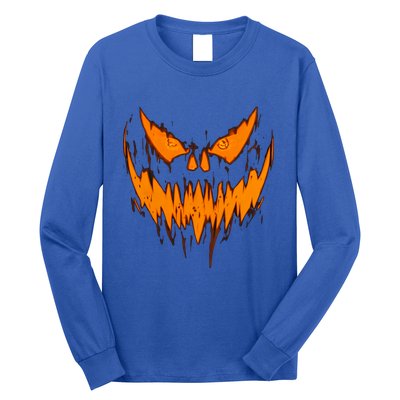 Halloween Scary Evil Pumpkin Face Jack O Lantern Design Cool Gift Long Sleeve Shirt