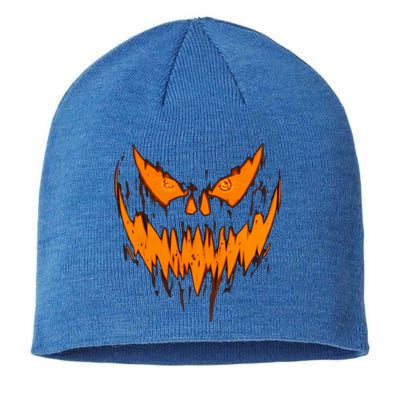 Halloween Scary Evil Pumpkin Face Jack O Lantern Design Cool Gift Sustainable Beanie