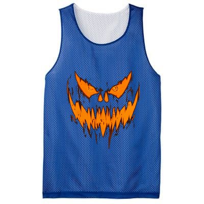Halloween Scary Evil Pumpkin Face Jack O Lantern Design Cool Gift Mesh Reversible Basketball Jersey Tank