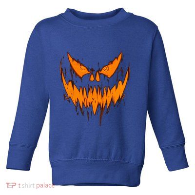 Halloween Scary Evil Pumpkin Face Jack O Lantern Design Cool Gift Toddler Sweatshirt