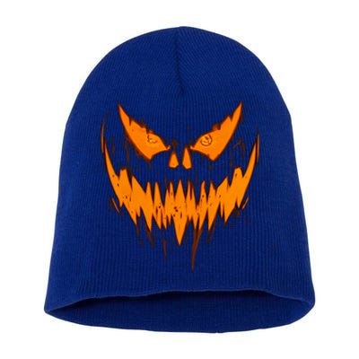 Halloween Scary Evil Pumpkin Face Jack O Lantern Design Cool Gift Short Acrylic Beanie