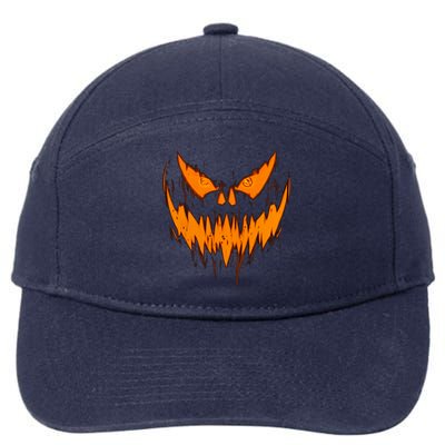 Halloween Scary Evil Pumpkin Face Jack O Lantern Design Cool Gift 7-Panel Snapback Hat