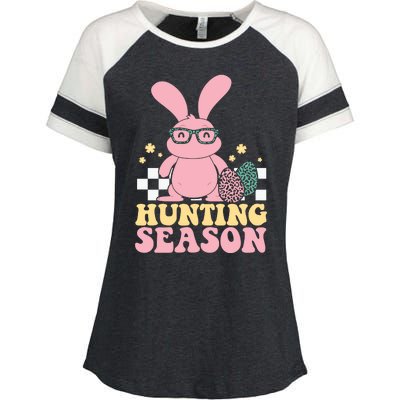 Hunting Season Easter Eggs Bunny Holiday Enza Ladies Jersey Colorblock Tee