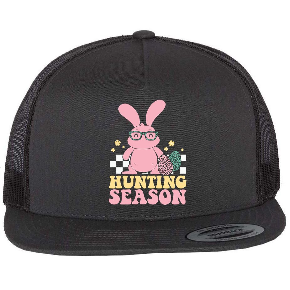 Hunting Season Easter Eggs Bunny Holiday Flat Bill Trucker Hat