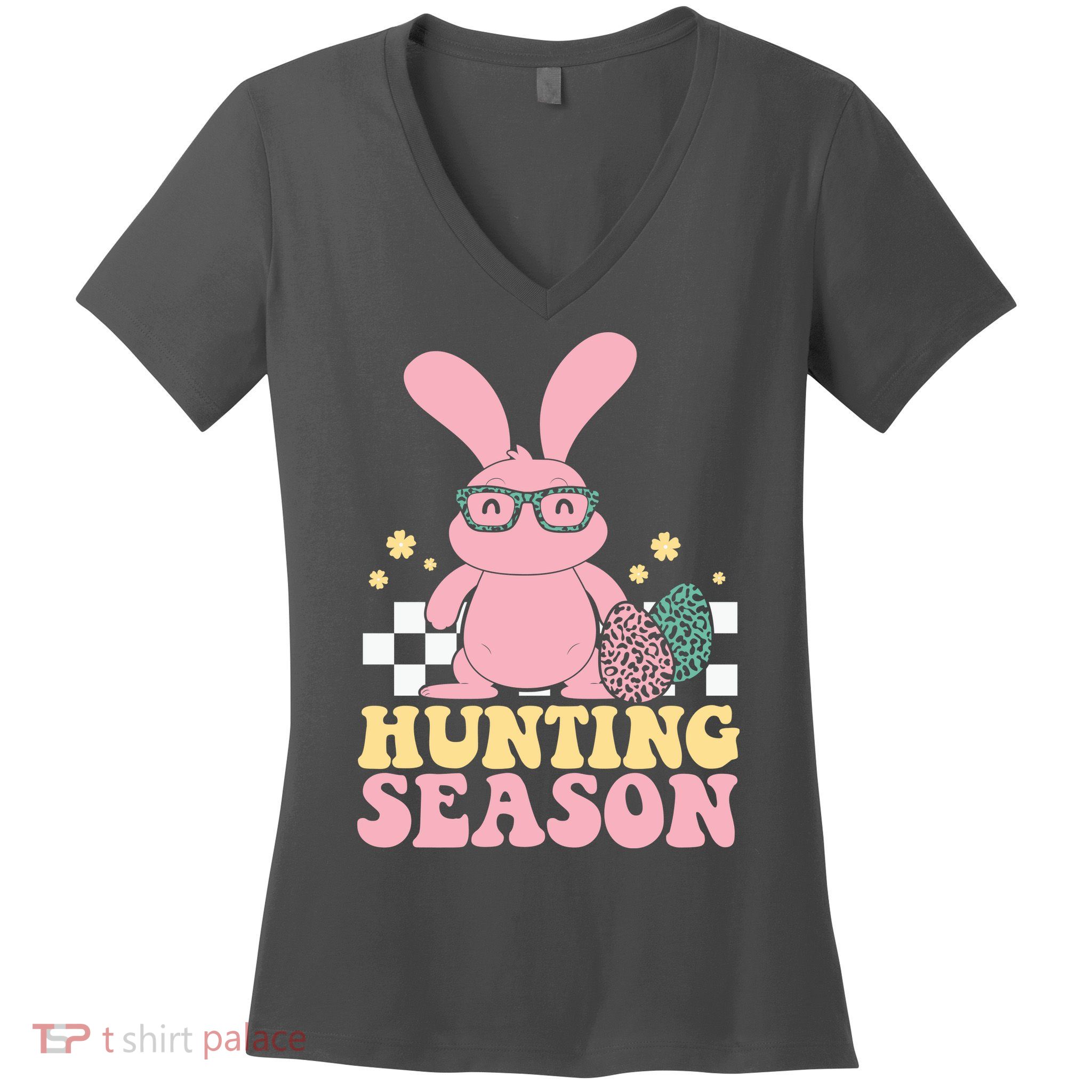 Hunting Season Easter Eggs Bunny Holiday Women's V-Neck T-Shirt
