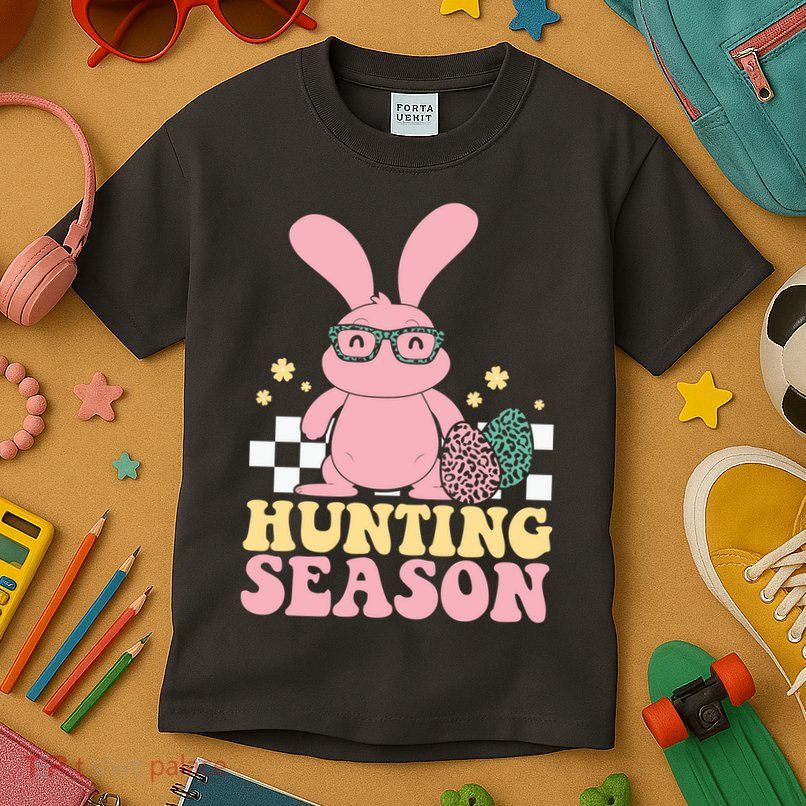Hunting Season Easter Eggs Bunny Holiday Kids T-Shirt