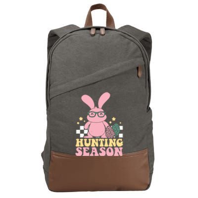 Hunting Season Easter Eggs Bunny Holiday Cotton Canvas Backpack