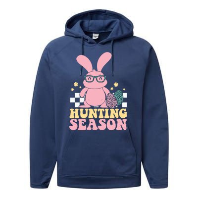 Hunting Season Easter Eggs Bunny Holiday Performance Fleece Hoodie