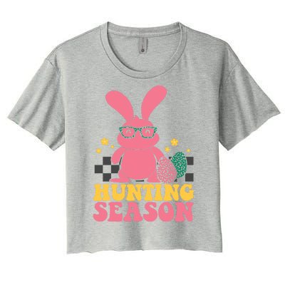 Hunting Season Easter Eggs Bunny Holiday Women's Crop Top Tee