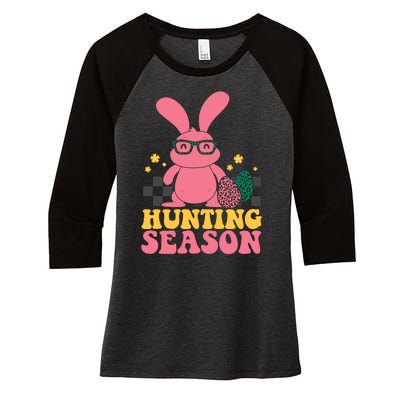 Hunting Season Easter Eggs Bunny Holiday Women's Tri-Blend 3/4-Sleeve Raglan Shirt