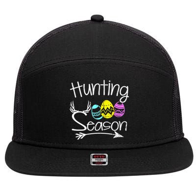 Hunting Season Egg Dear Easter Day Men Funny 7 Panel Mesh Trucker Snapback Hat