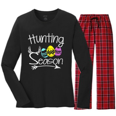 Hunting Season Egg Dear Easter Day Men Funny Women's Long Sleeve Flannel Pajama Set 