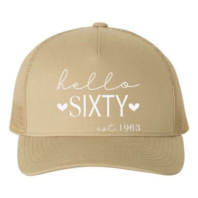 Hello Sixty Est 1963 60 Years Old 60th Birthday For Women Yupoong Adult 5-Panel Trucker Hat