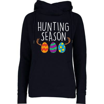 Hunting Season Eggs Deer Funny Easter Day Egg Hunt Hunter Womens Funnel Neck Pullover Hood